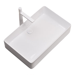 家用后下水台上盆陶瓷洗手池卫生间洗手盆洗脸盆长方形洗漱盆面盆