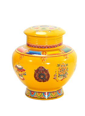 藏传铜制彩绘八吉祥宝瓶