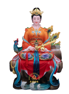 汉白玉九天玄女娘娘神像摆件