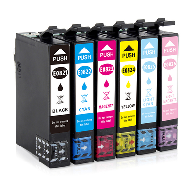 亿讯 兼容原装EPSON爱普生T0821-T0826墨盒套装epson Photo T50 T59 1410 1430W彩色照片打印机六色墨水