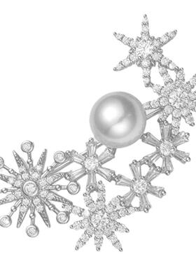 shes茜子八芒星星晶钻珍珠胸针