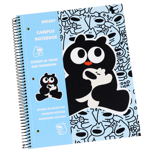 BRUNT主力联名萌宠美式笔记本本子A4螺旋线圈本卡通涂鸦细闪高颜值大学生分栏易撕薄脆英语单词本记事手账本