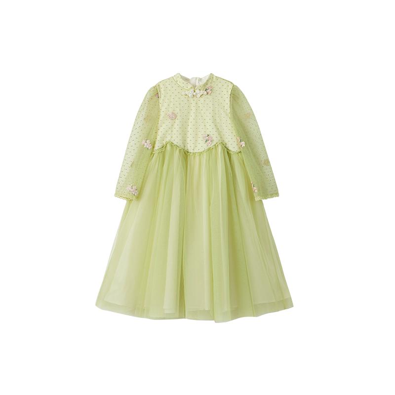 瑞比克春季公主绣花网纱礼服裙