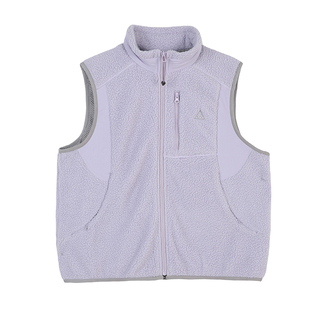 云上生活【紫风铃】拼接羊羔绒立领马甲2025冬百搭无袖保暖上衣女