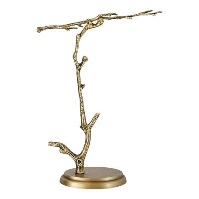 枯荣新中式艺术创意文房摆件笔挂原创设计写实树枝造型黄铜毛笔架