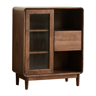 yamoo北美黑胡桃木餐边柜北欧简约实木边柜家用餐厅储物茶水柜