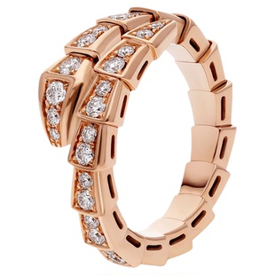 瑟曼婷明星同款18k玫瑰金灵蛇戒指女蛇形叠戴指环男蛇骨情侣对戒