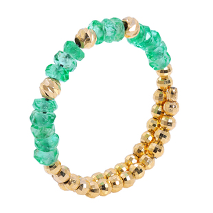 若华珠宝星恒=刻面祖母绿戒指女18K金弹力尾戒宝石指环彩宝礼物