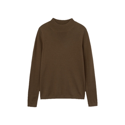 舒库美丽诺羊毛衫女2025秋季可机洗半高领打底衫内搭针织衫百搭