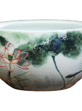 名师精品手绘工艺陶瓷装饰鱼盆