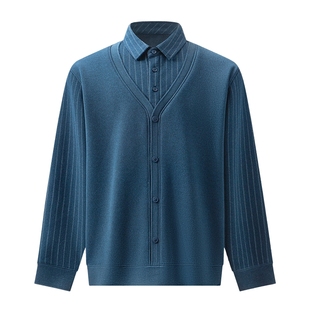 【含羊毛火焰绒】红豆毛衣男款针织衫冬季加绒加厚假两件毛衫爸爸