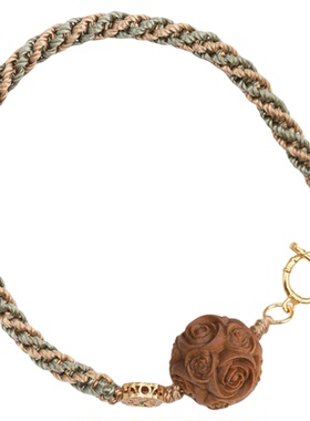 山木集【流芳】印度老山檀牡丹编绳手串手链女国风小众2026新款*