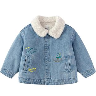 【商场同款】巴拉巴拉童装男童牛仔外套加绒保暖冬装2025新款上衣