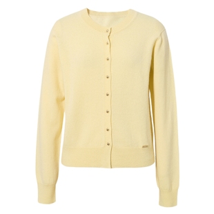 伊芙丽outlets店100&绵羊毛圆领V领单排扣针织开衫上衣女25秋新款