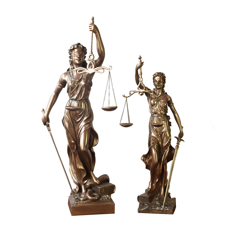 仿铜正义公平公正女神雕塑雕像司法院律师事务所天平法律摆件礼物