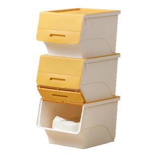 茶花前开式翻盖收纳箱特大号有盖侧开整理箱玩具收纳盒储物箱34L