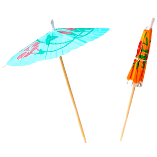 小竹签果盘小雨伞30个一次性装饰牙签小纸伞小蛋糕鸡尾酒冷盘装饰