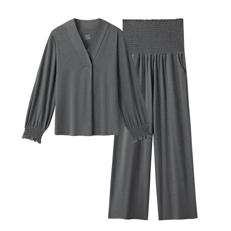 sohiwoo曦物月子服孕产妇秋款哺乳睡衣外穿天竹棉吸汗家居服套装