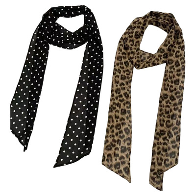 美式波点复古长条丝巾聚酯纤维