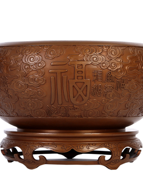 紫铜手工工艺百福聚宝盆铜器