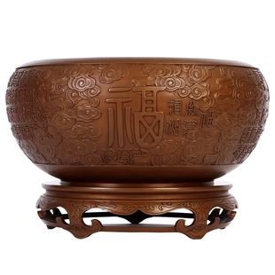 紫铜百福缸聚宝盆摆件存钱罐入户玄关办公室装饰品乔迁开业礼品