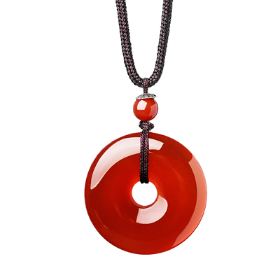 普陀山红玛瑙平安扣吊坠