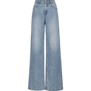 【爆款流星裤】ONLY2026春季新款面料升级烫钻高腰宽松直筒牛仔裤