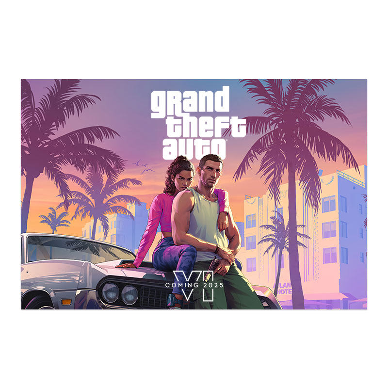 侠盗猎车手海报GTA5 6游戏罪恶都市电竞网咖宿舍卧室超大墙贴壁纸