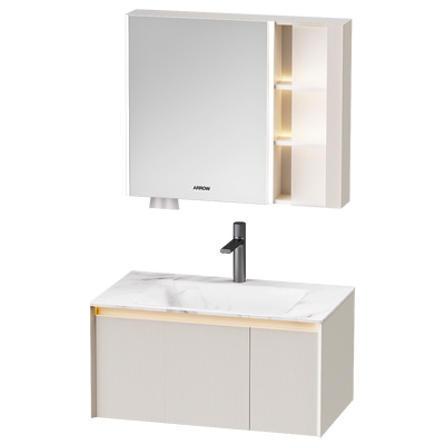 箭牌卫浴热弯岩板一体抗菌浴室柜