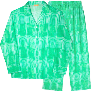 埃森费姆情侣睡衣麦田云气绸缪纹天丝莱赛尔男女同款老钱风家居服