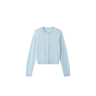 OCHIRLY欧时力 100%羊毛轻薄针织外套女开衫上衣印花2025夏季新品