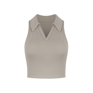 RESHAPE/重塑之路 翻领针织螺纹带胸垫轻强度运动背心UrbanRib