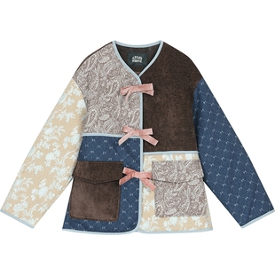 妖精的口袋腰果花拼接新中式棉衣女2025年冬季新款老钱风夹棉外套