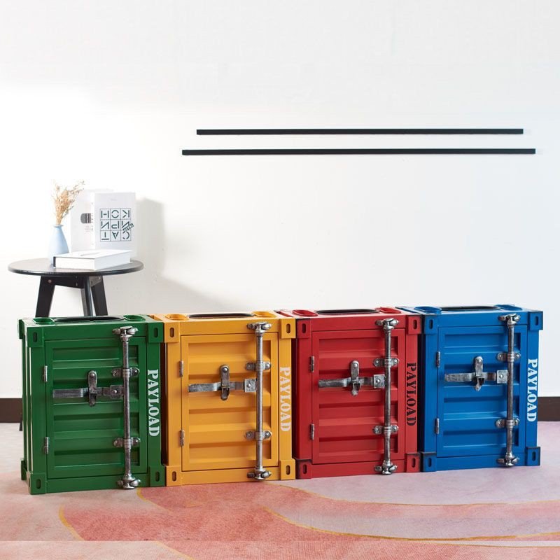 复古铁艺工业集装箱垃圾桶创意餐厅个性收纳箱酒吧装饰品摆件