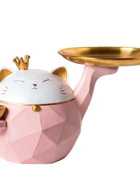 钥匙收纳摆件招财猫玄关入户