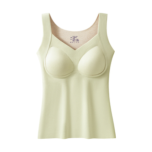 帕兰朵保暖背心女款带胸垫一体保暖内衣女士羊毛内搭打底上衣冬季