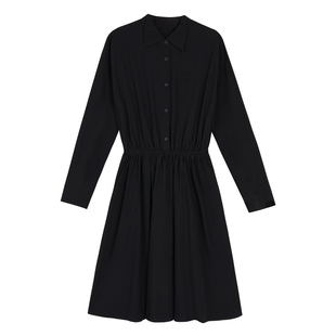 pusumede【现货5.5折】法式长袖衬衫连衣裙女收腰显瘦中长款裙