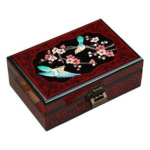 中式漆器盒平遥非遗复古首饰盒木质漆盒结婚礼物梳妆盒饰品妆奁