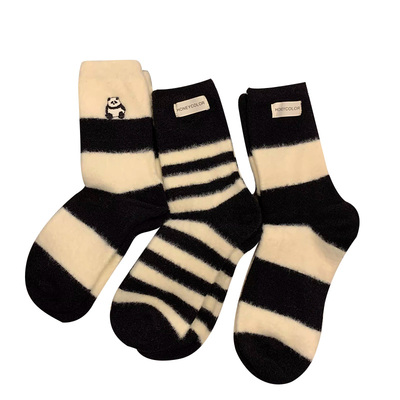 澳绒袜子女款秋冬纯棉纱线中筒袜加绒加厚保暖2025新款爆款长筒袜