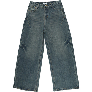 TR HOMME 2026复古深色阔腿牛仔裤男宽松直筒重磅高级感休闲长裤