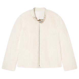 Goodland美地女装优雅环保仿皮草外套女短款2025冬新品LC35510300