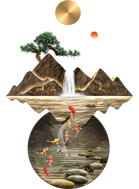 带灯玄关装饰画流水生财高端