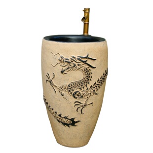 中式洗手盆柜组合落地式酒楼台盆柜仿古艺术洗手台盆柜水龙头冷热