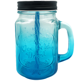 JUMPINJOK 复古公鸡杯渐变耐热梅森杯玻璃吸管水杯子冷饮料奶茶杯