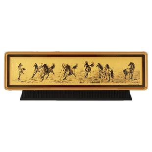 周六福计价十骏图马到成功金雕画工艺黄金摆件马年收藏新年礼物