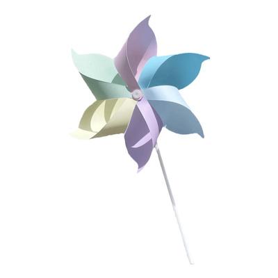 马卡龙七彩风车装饰道具卡通悬挂手持旋转开学教室运动会小风车