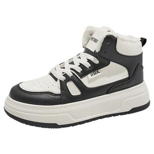 人本二棉鞋女款2026新款爆款冬季加绒加厚保暖板鞋休闲运动高帮鞋