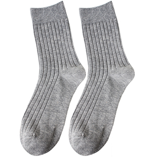 袜子男袜中筒袜秋冬季厚款透气吸汗袜黑白灰商务运动纯色男士棉袜