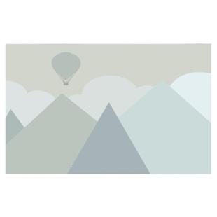 北欧网红墙纸几何图形儿童房壁纸男孩卧室卡通山峰汽球装饰背景墙