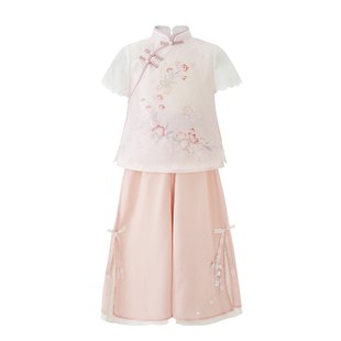 旗铂汉服女童2026新款夏儿童古风新中式国风套装日常可穿薄款服装